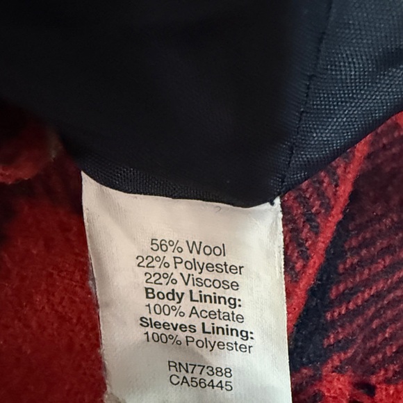 J. Crew Red and Black Plaid Pea Coat - Picture 4 of 4